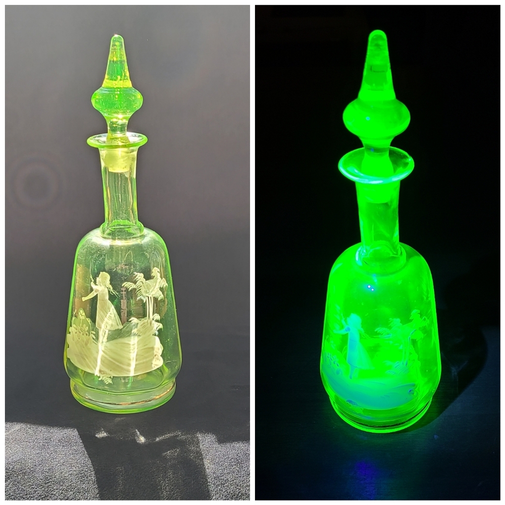 Vaseline Glass Antique RARE Mary Gregory Decanter